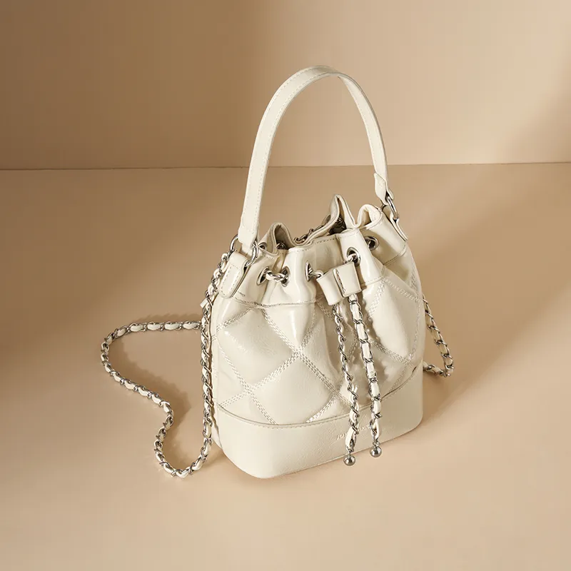 Joy&Mario Synthetic Leather Handbag Women's Ecru/Classic Black-5