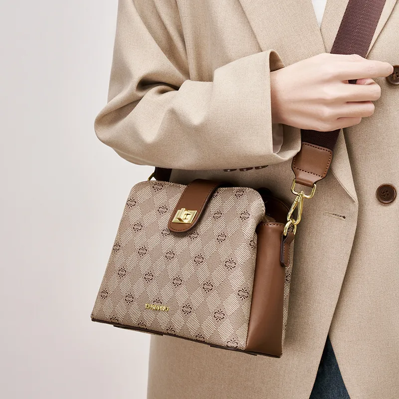 Joy&Mario PVC Fashion Minimalist Style Casual Commute Bag Regular Women's Khaki/Caramel Coffee-3