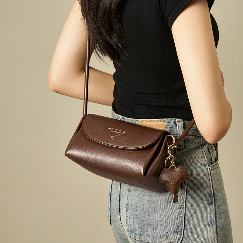 Joy&Mario Synthetic Leather Crossbody Bag Women's Ecru/Coffee-8