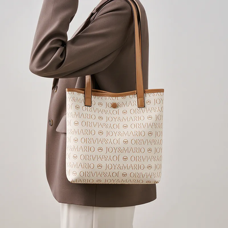 Joy&Mario PVC Lightweight Casual Commute Shoulder Bag Regular Women's Cocoa Coffee/Ecru/Honey Pomelo Yellow-5