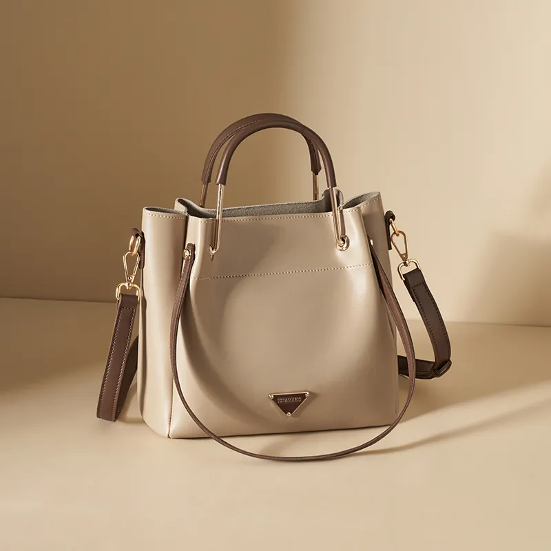 Joy&Mario Synthetic Leather Crossbody Handbag Women's Ecru & Brown/Cream Apricot & Coffee-9
