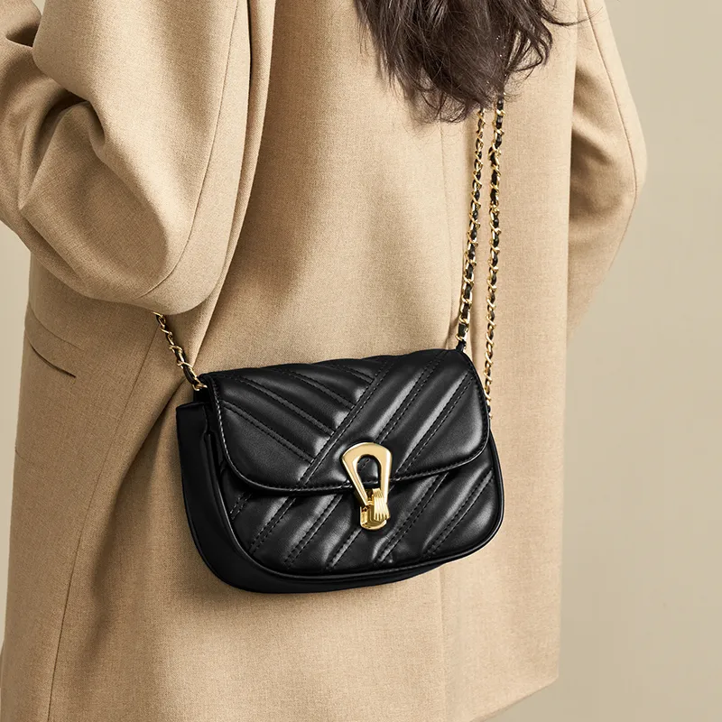 Joy&Mario Refined Crossbody Bag, Underarm Style, Fashion Trend Lightweight Practical Commute Regular Women's Black/Ecru-3