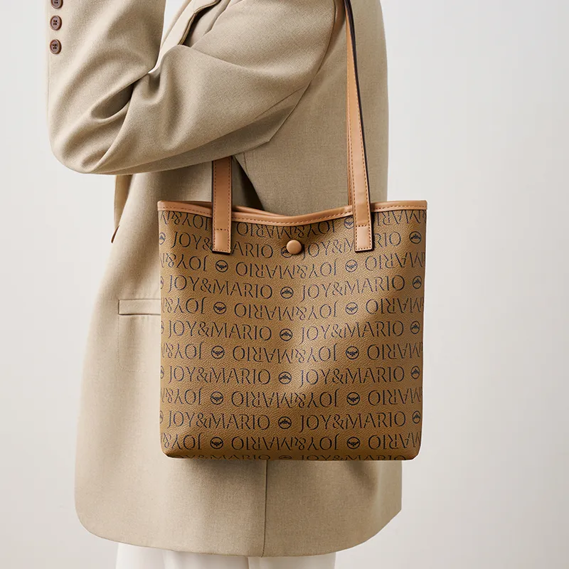 Joy&Mario PVC Lightweight Casual Commute Shoulder Bag Regular Women's Cocoa Coffee/Ecru/Honey Pomelo Yellow-9