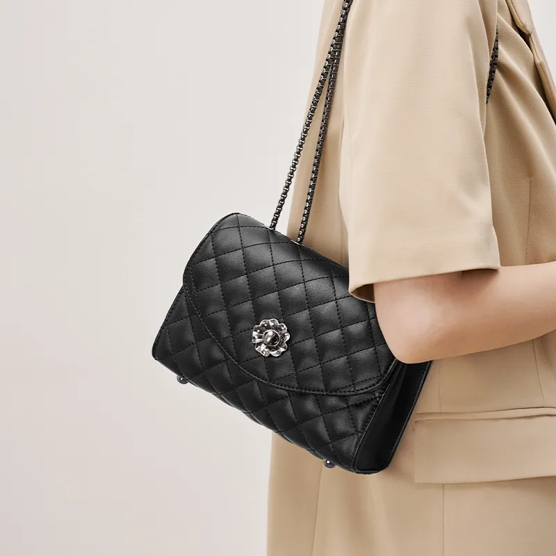 Joy&Mario Cow Leather Crossbody Bag, Shoulder Bag Women's Black/Ecru-2