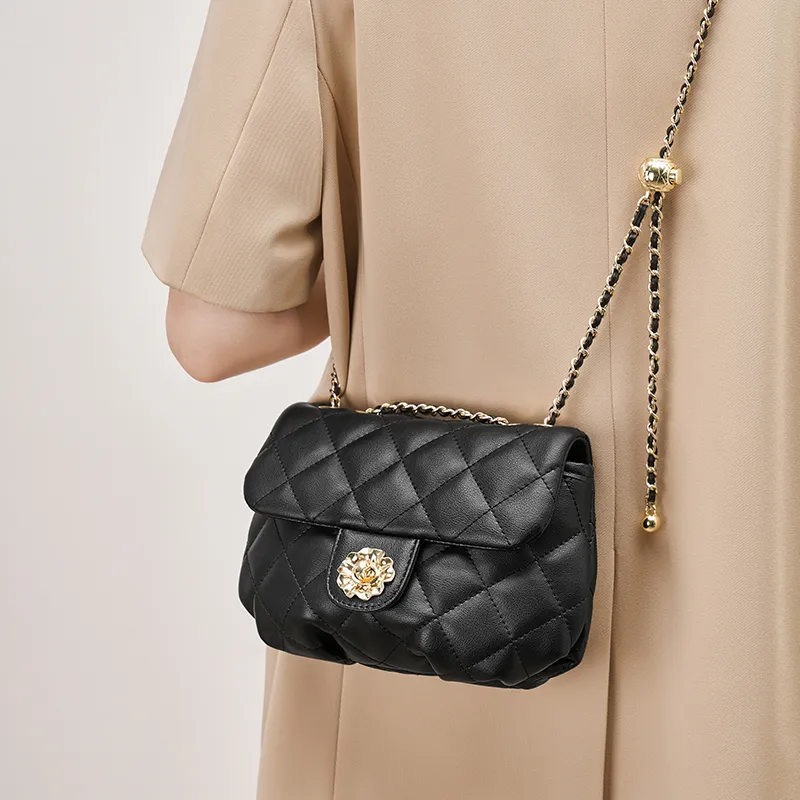Joy&Mario Cow Leather Shoulder Bag, Crossbody Bag Regular Women's Ecru/Classic Black-5