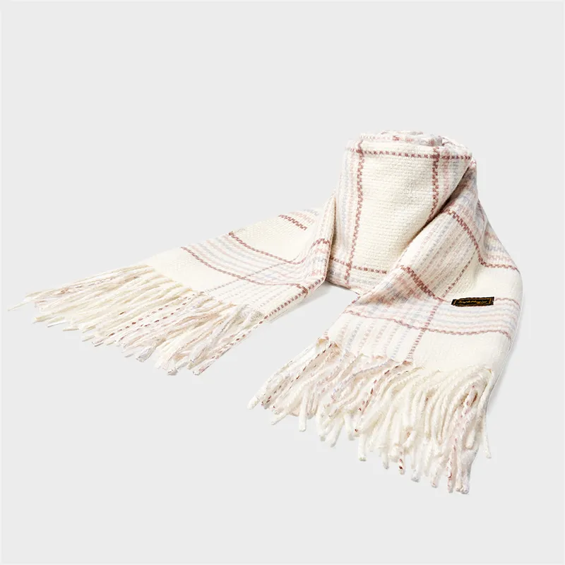 Joy&Mario High End Cute Versatile Plaid For Fall And Winter Warmth Elegance Practical Unisex Ecru-1