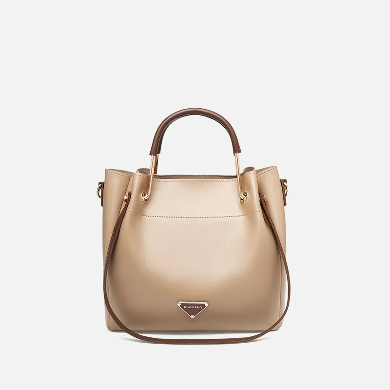 Joy&Mario Synthetic Leather Crossbody Handbag Women's Ecru & Brown/Cream Apricot & Coffee-10