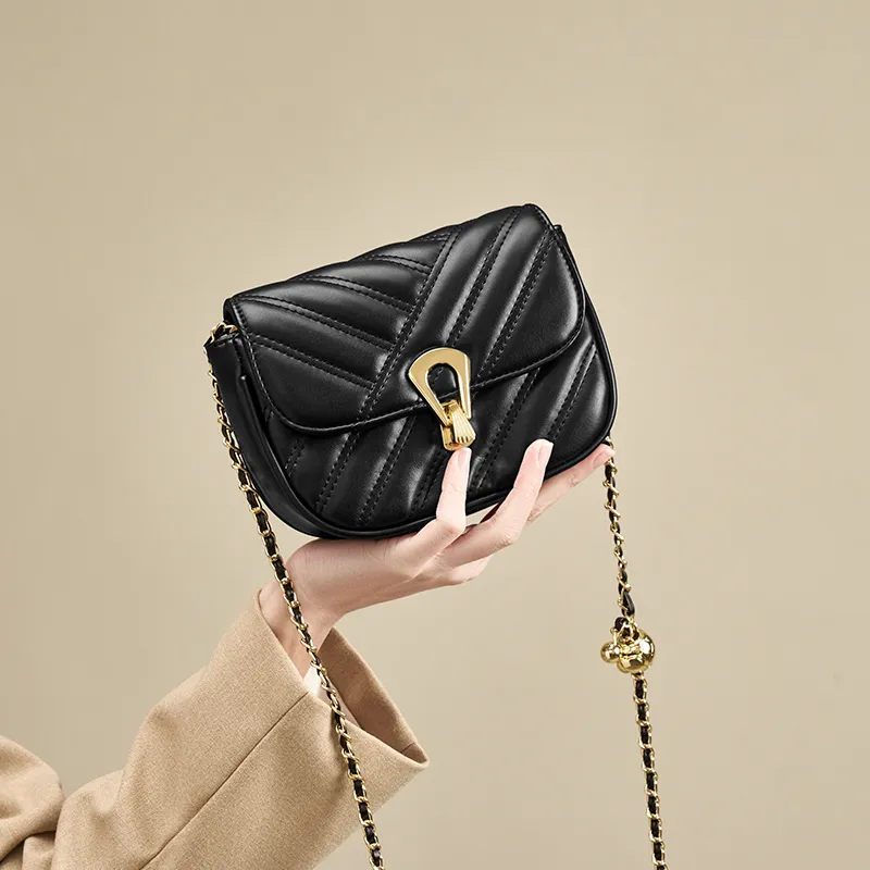 Joy&Mario Refined Crossbody Bag, Underarm Style, Fashion Trend Lightweight Practical Commute Regular Women's Black/Ecru-1