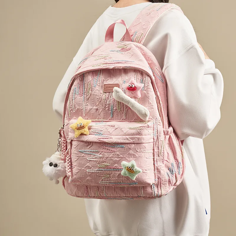Joy&Mario Premium Capacity Laptop Bag Niche Lightweight Commute Wear Regular Women's Ecru/Girly Pink/Classic Black-7