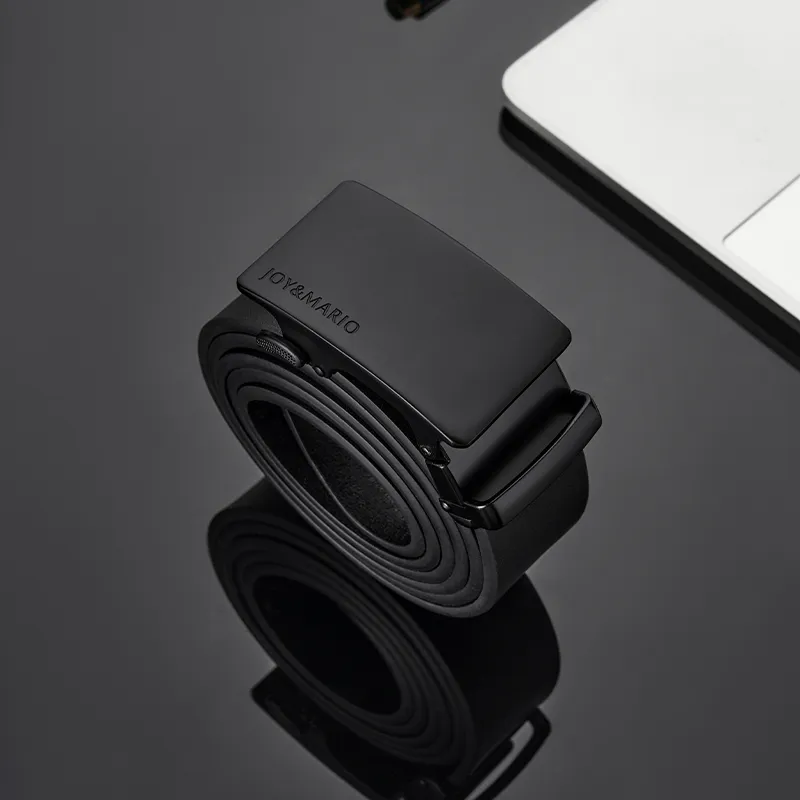 Joy&Mario Cow Split Leather Casual Practical Comfortable Men's Classic Black/Elegant Black Width 3.5CM-2