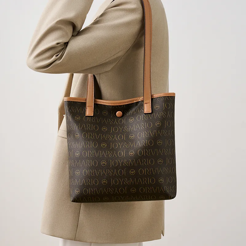 Joy&Mario PVC Lightweight Casual Commute Shoulder Bag Regular Women's Cocoa Coffee/Ecru/Honey Pomelo Yellow-3