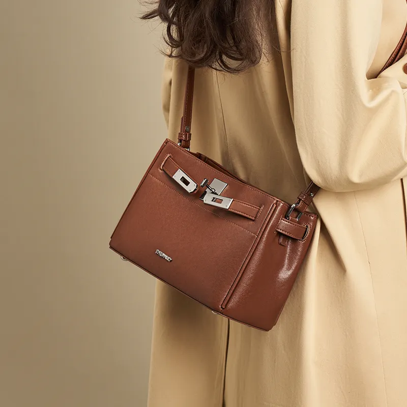 Joy&Mario Cow Leather Patchwork Synthetic Leather Shoulder Bag Women's Multicolor-3