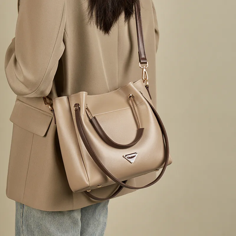 Joy&Mario Synthetic Leather Crossbody Handbag Women's Ecru & Brown/Cream Apricot & Coffee-7