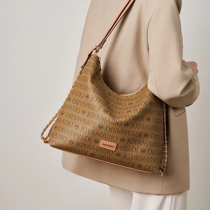 Joy&Mario PVC Casual Textured Commuter Bag Large Size Women's Cocoa Coffee/Ecru/Mandarin Yellow-10