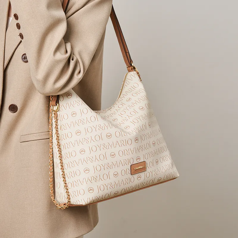 Joy&Mario PVC Casual Textured Commuter Bag Large Size Women's Cocoa Coffee/Ecru/Mandarin Yellow-6