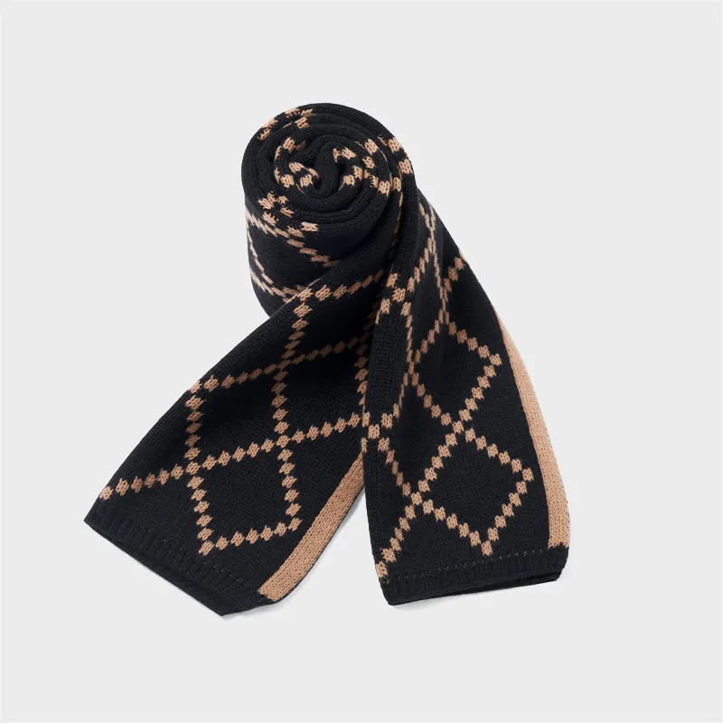Joy&Mario Acrylic Knit Scarves Unisex Black & Brown-4