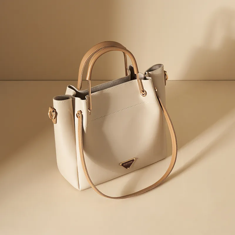 Joy&Mario Synthetic Leather Crossbody Handbag Women's Ecru & Brown/Cream Apricot & Coffee-4