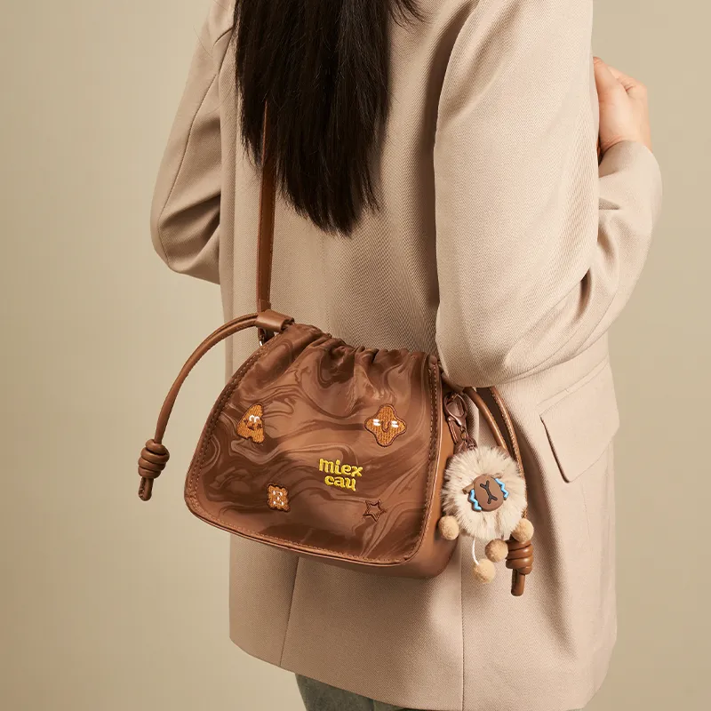 Joy&Mario Synthetic Leather Shoulder Bag Regular Women's Caramel Brown/Classic Black-3