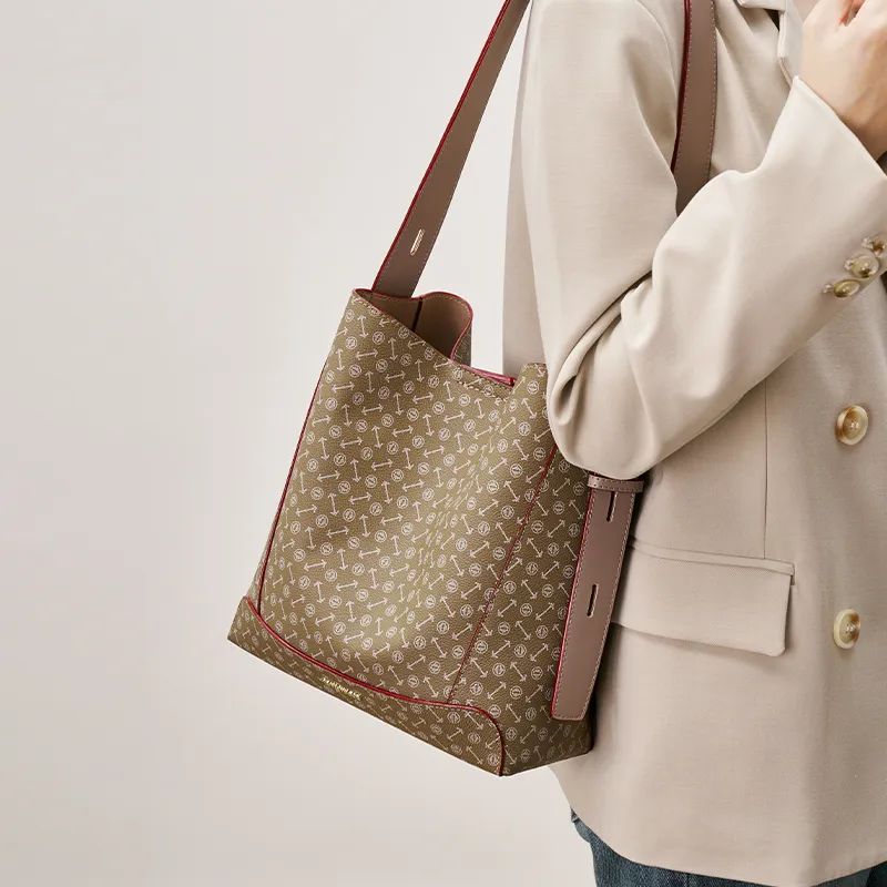 Joy&Mario PVC Trendy High Quality French Commuter Bag Regular Women's Coffee/Ecru/Matcha-11