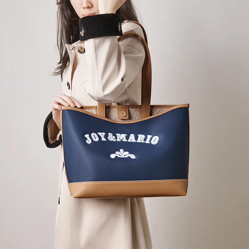 Joy&Mario Synthetic Leather Shoulder Bag Women's Brown Blue/Gray Black-3