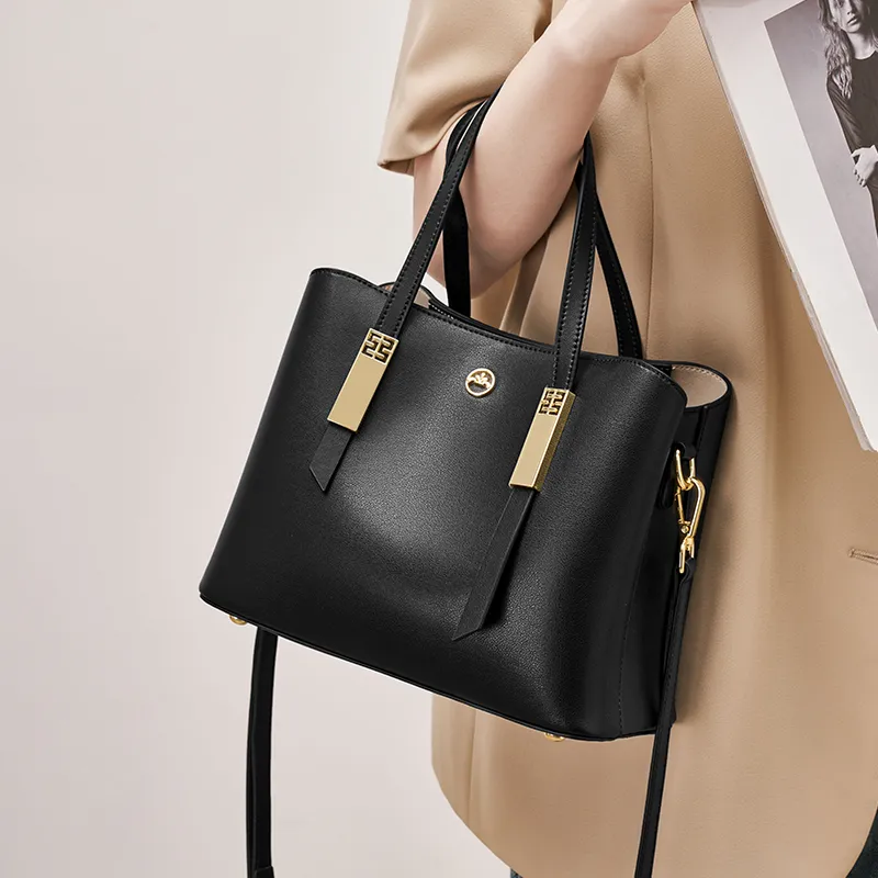 Joy&Mario Cow Leather Crossbody Handbags Large Size Women's White & Coffee/Classic Black-5