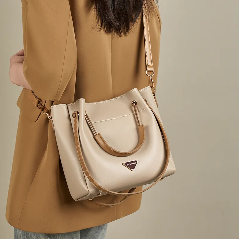 Joy&Mario Synthetic Leather Crossbody Handbag Women's Ecru & Brown/Cream Apricot & Coffee-1