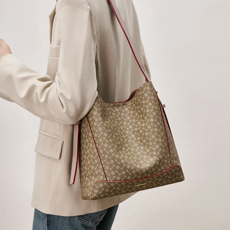 Joy&Mario PVC Trendy High Quality French Commuter Bag Regular Women's Coffee/Ecru/Matcha-12