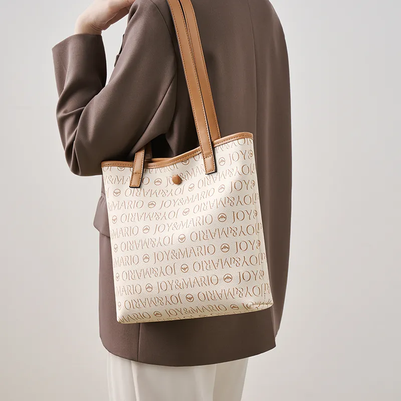 Joy&Mario PVC Lightweight Casual Commute Shoulder Bag Regular Women's Cocoa Coffee/Ecru/Honey Pomelo Yellow-7