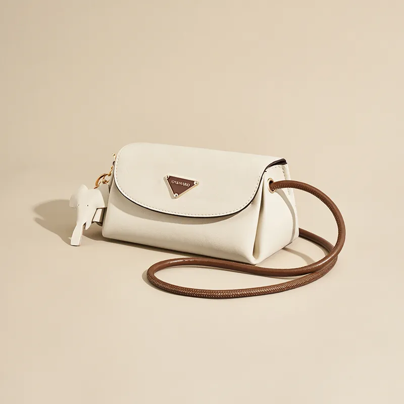 Joy&Mario Synthetic Leather Crossbody Bag Women's Ecru/Coffee-3