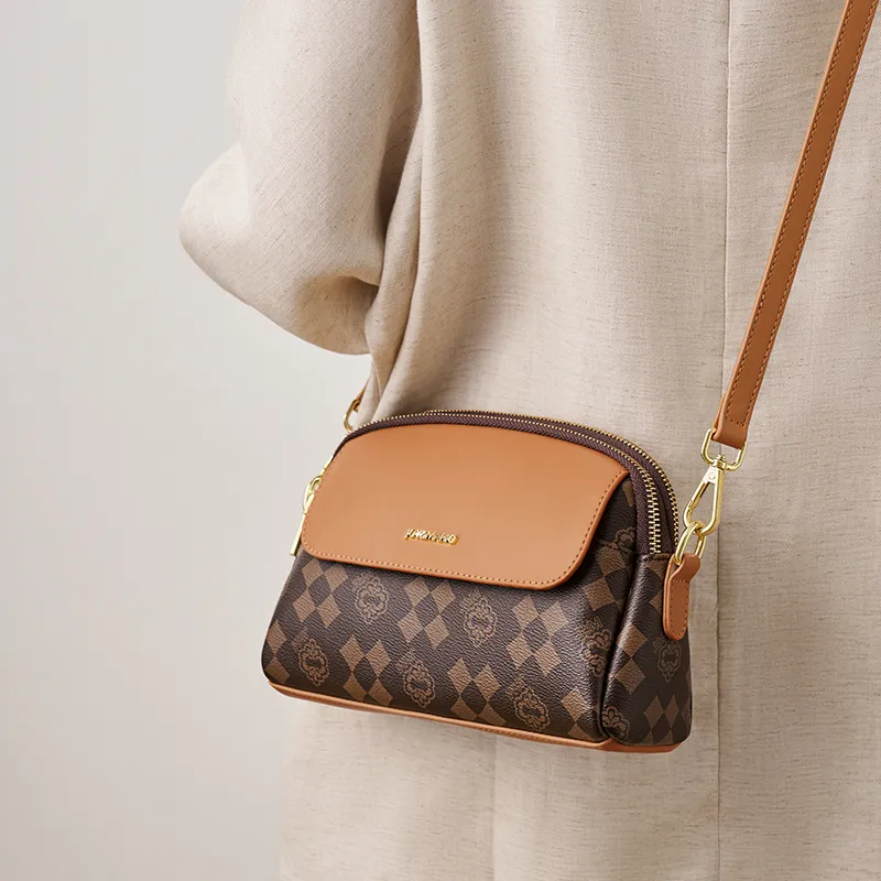 Joy&Mario PVC Trendy Lightweight Minimalist Style Fashion Commute Shoulder Bag Regular Women's Coffee/Cream Apricot-2