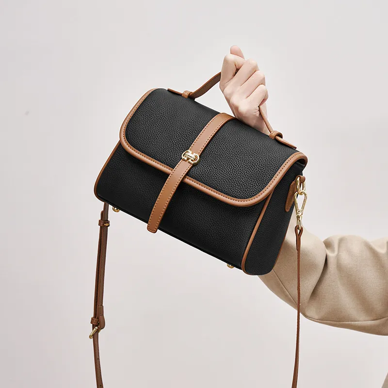 Joy&Mario Cow Leather Good Looking Texture Niche Design Practical Casual Small Size Women's Ecru/Classic Black-7