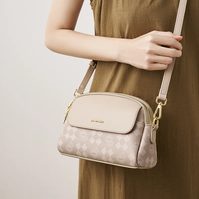 Joy&Mario PVC Trendy Lightweight Minimalist Style Fashion Commute Shoulder Bag Regular Women's Coffee/Cream Apricot-5