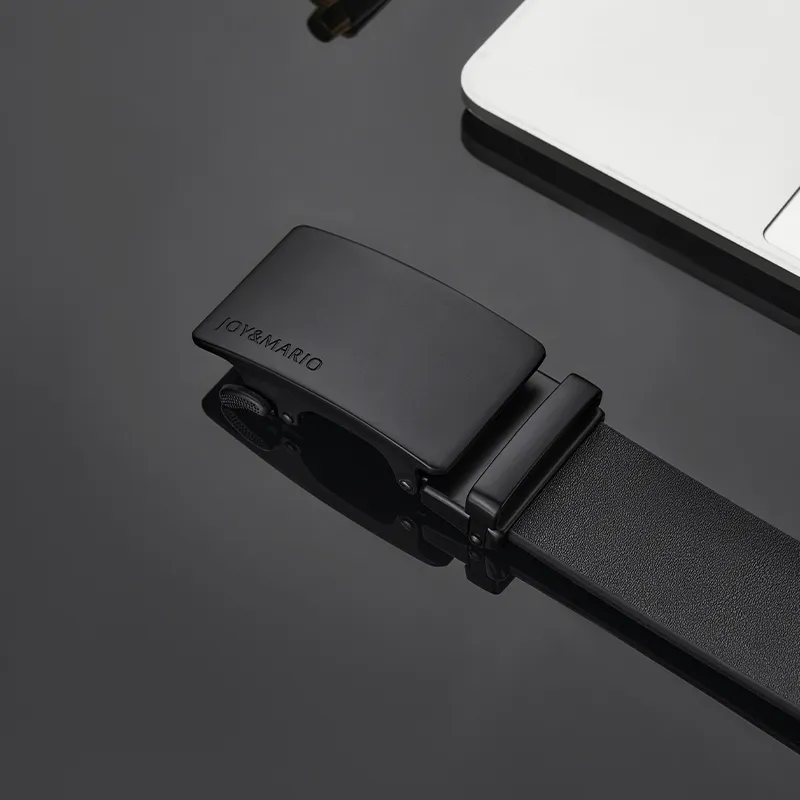 Joy&Mario Cow Split Leather Casual Practical Comfortable Men's Classic Black/Elegant Black Width 3.5CM-1