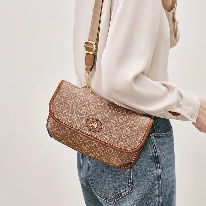 Joy&Mario PVC Shoulder Bag Regular Women's Ecru/Rock Brown/Coffee-6