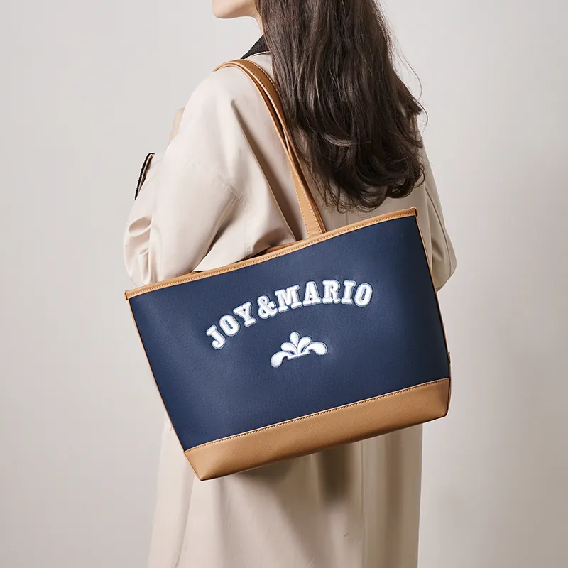 Joy&Mario Synthetic Leather Shoulder Bag Women's Brown Blue/Gray Black-2