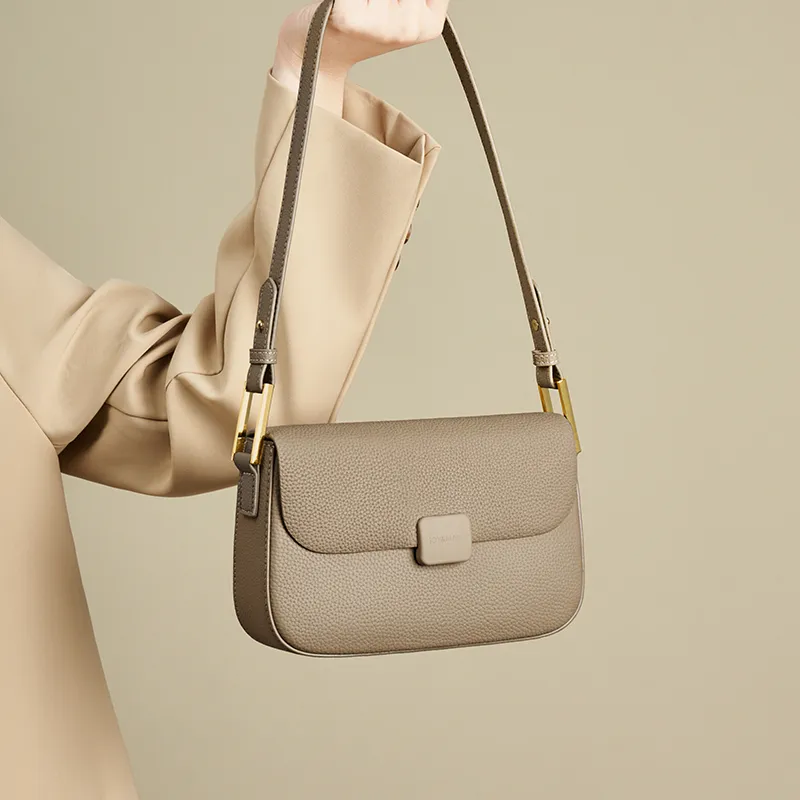 Joy&Mario Cow Leather French Textured Casual Practical Lightweight Commute Regular Women's Elephant Gray/Classic Black-1