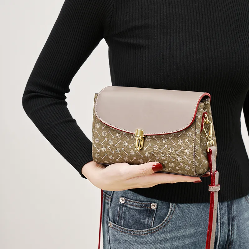 Joy&Mario PVC Casual Texture Practical Commute Shoulder Bag, Crossbody Bag Women's Coffee/Matcha/Ecru-7