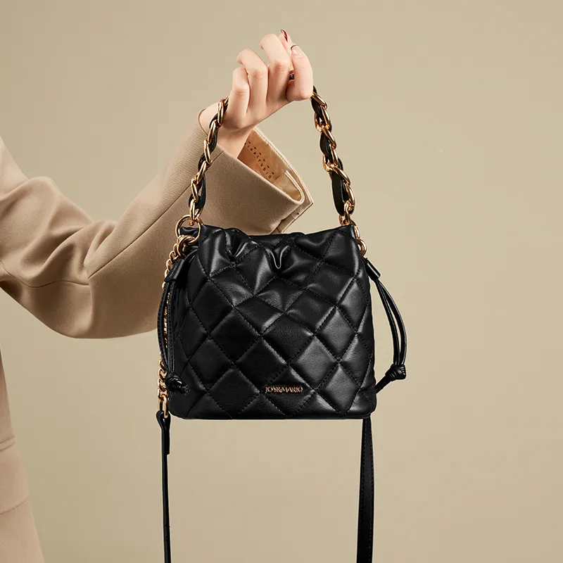 Joy&Mario Synthetic Leather Shoulder Bag Women's Classic Black/Ecru-1