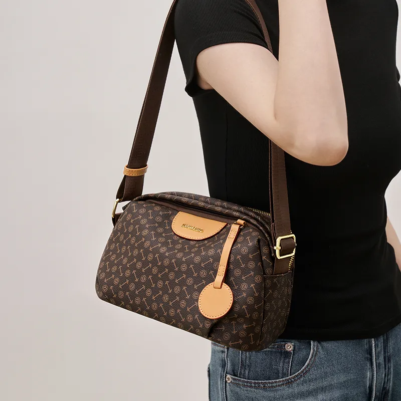 Joy&Mario PVC Monogram Fashion Casual Lightweight Practical Commute Regular Women's Coffee/Ecru/Matcha-1