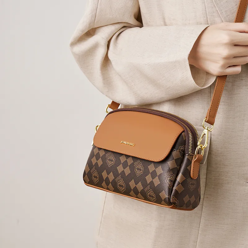 Joy&Mario PVC Trendy Lightweight Minimalist Style Fashion Commute Shoulder Bag Regular Women's Coffee/Cream Apricot-1