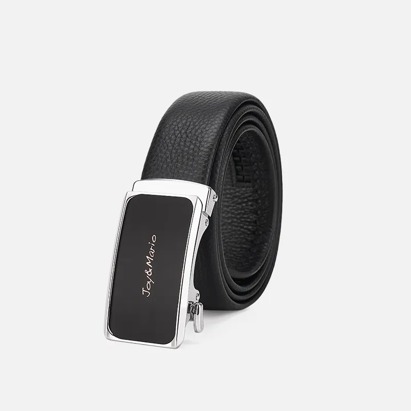 Joy&Mario Cow Leather Youth Solid Color Casual Practical Wear Men's White Steel Elegant Black Width 3.5CM-4