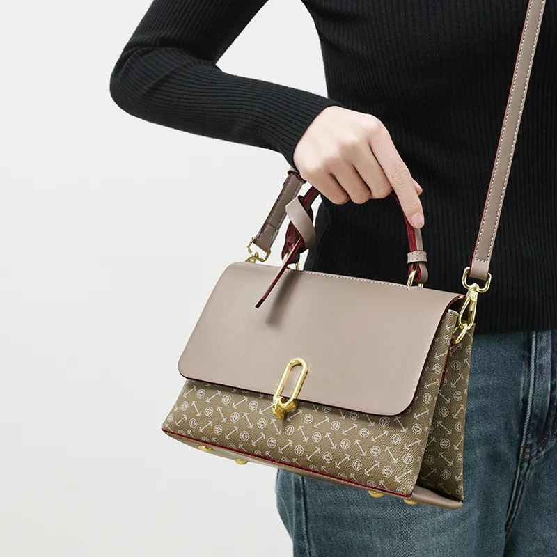 Joy&Mario PVC Large Capacity Practical Lightweight Casual Medium Size Women's Coffee/Ecru/Matcha-7