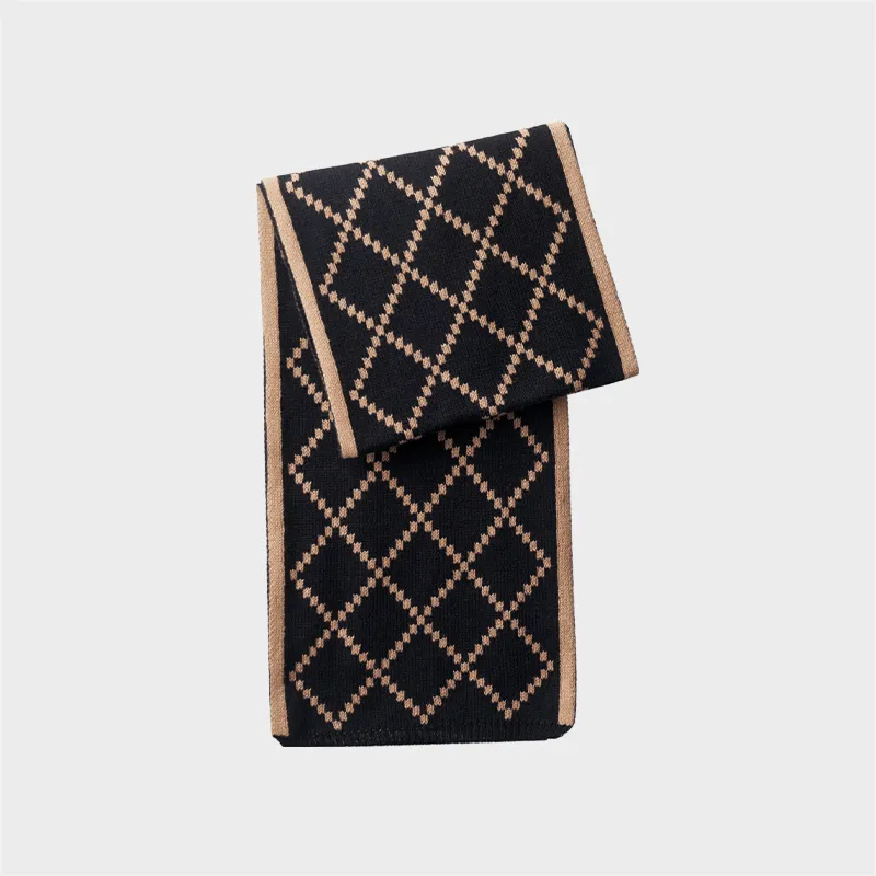 Joy&Mario Acrylic Knit Scarves Unisex Black & Brown-3