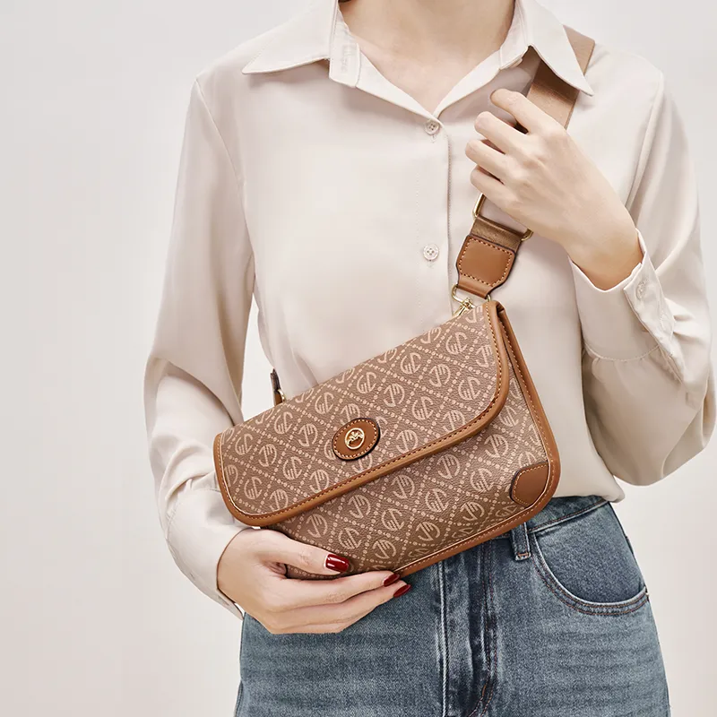 Joy&Mario PVC Shoulder Bag Regular Women's Ecru/Rock Brown/Coffee-5