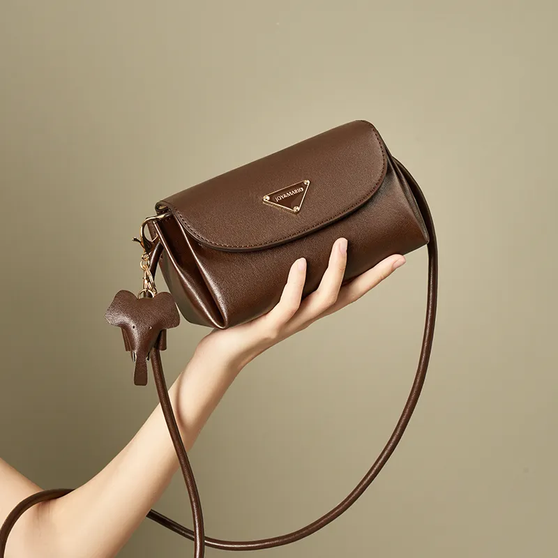 Joy&Mario Synthetic Leather Crossbody Bag Women's Ecru/Coffee-11