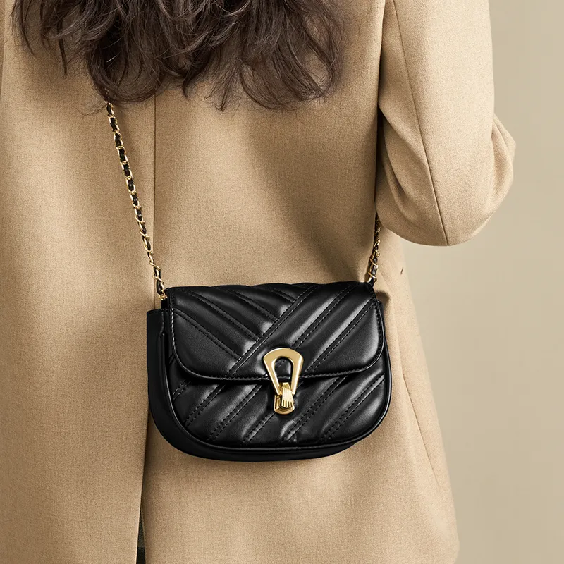 Joy&Mario Refined Crossbody Bag, Underarm Style, Fashion Trend Lightweight Practical Commute Regular Women's Black/Ecru-2