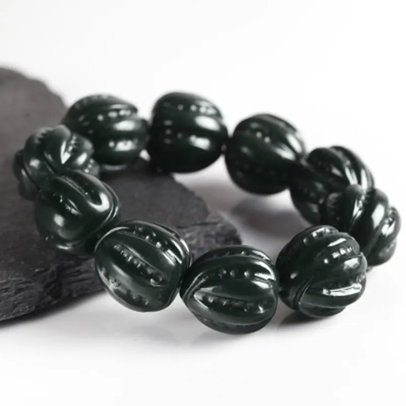 LIYUNMUXUE Bangles Green Jade Unisex-5