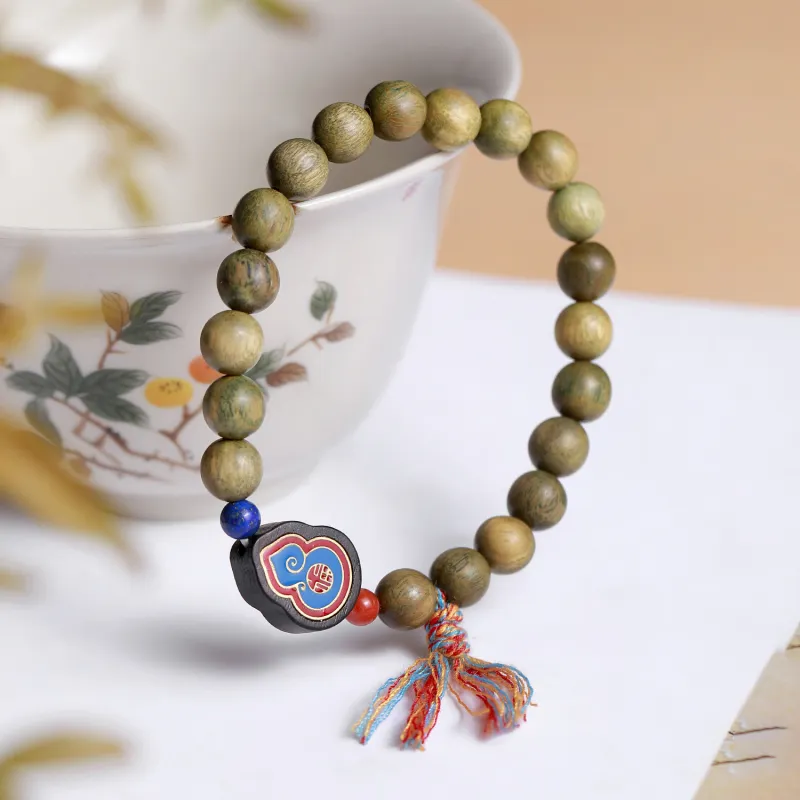 LIYUNMUXUE Green Sandalwood Wooden Bracelets Unisex-3