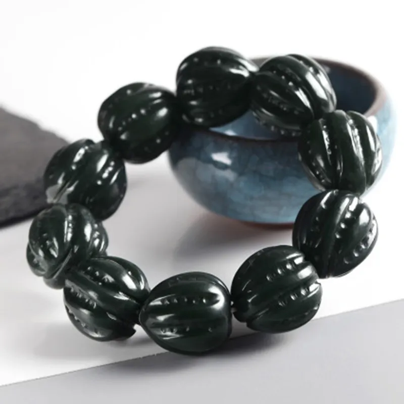 LIYUNMUXUE Bangles Green Jade Unisex-2