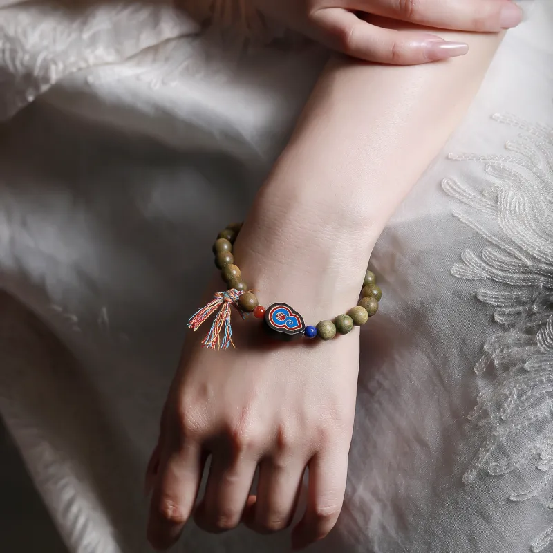 LIYUNMUXUE Green Sandalwood Wooden Bracelets Unisex-4